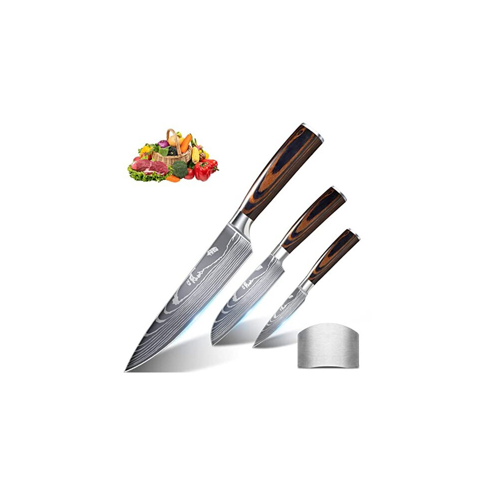 3 Pieces Kitchen Knife Sets,Chef Knife 8 Inch-Professional Ultra Sharp Cooking Knife, 5 Inch Santoku Knife and 3.5 Inch Paring Knife as New Home Gifts