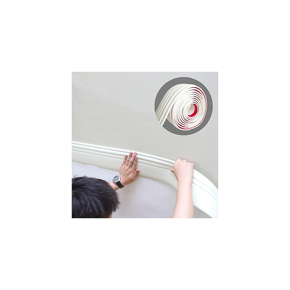 Paintable Baseboard Trim | Peel And Stick Self-Adhesive Design | Caulk And Trim Strips For Floors, Wall Base And More, 5M X 98Mm 751363026731