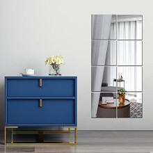Full Length Wall Mirrors, Full Body 8pcs Acrylic Plexiglass Mirror Wall-Mounted Frameless Mirror Over the Door Large Long Mirror Home Workout Gym