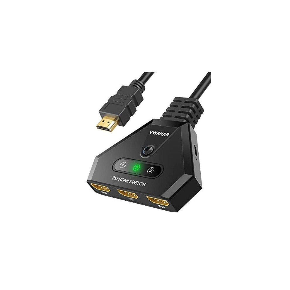 Hdmi Switch 4K, 3-Port Hdmi Switch Splitter With High-Speed Hdmi Cable, Hdmi Switch 3 In 1 Out Supports 4K 3D 1080P Uhd Hdcp 2.2 For Xbox Ps3/4/5 Sky 794304498419