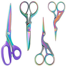 Titanium Coating Sewing Scissors Bundle, Professional Fabric Scissors Set, Ultra-Sharp Stainless Steel Blades, Ergonomic Handle, Great for Tailor,