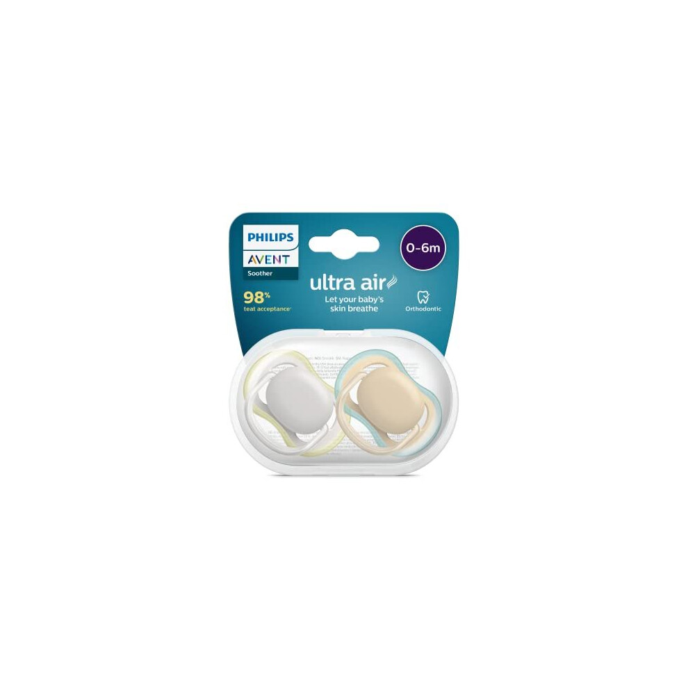 Avent Ultra Air Pacifier 2 Count (Pack of 1) - BPA-Free Dummy for Babies from 0-6 Months (Model SCF085/15)