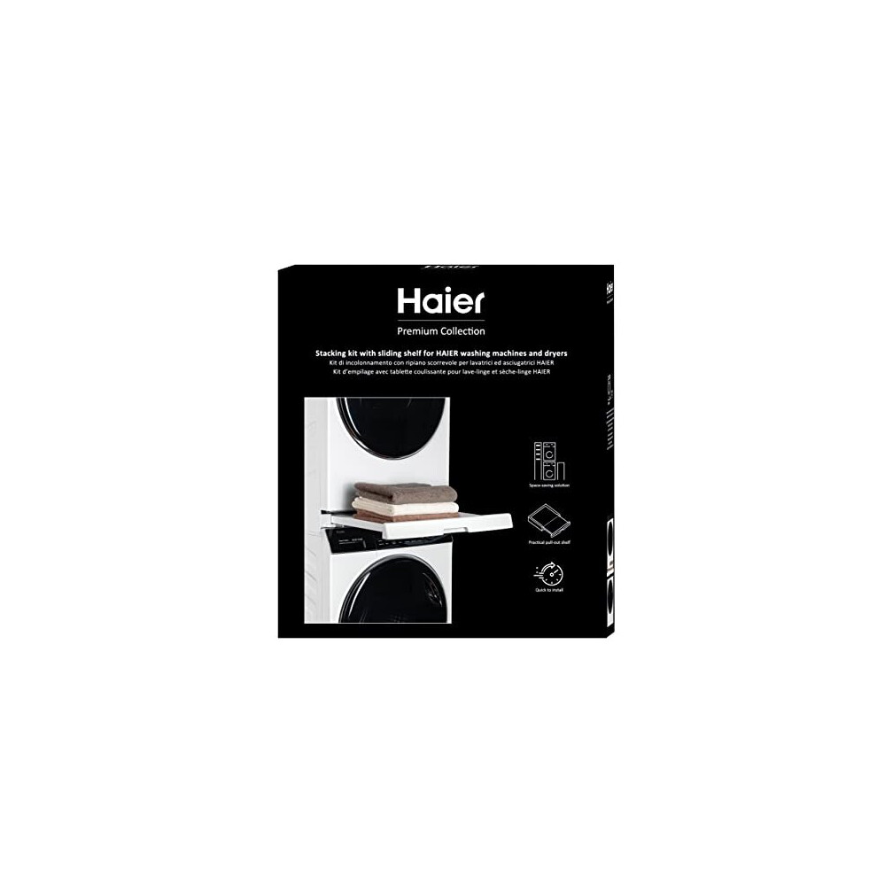 Universal Stacking Kit with Sliding Shelf for Washing Machines and Dryers, Secure and Stable, Easy to Install, Perfect for Haier Series 3, 5, 7