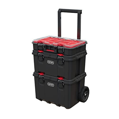 Keter Gereedschapskoffers - Keter - Stack'N'Roll - Set van 3 - 150L - Hars - Zwart/Rood