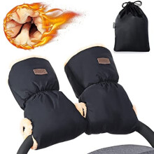 Faux Sheepskin Pushchair Hand Muff,Fleece Pram Gloves Stroller Mittens,Warm Buggy Hand Warmer,Winter Waterproof Windproof Anti-Freeze Extra Thick