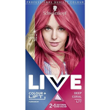 Schwarzkopf LIVE Colour + Lift, Permanent Pink Hair Dye, Lightens hair up to 3 levels, Deep Coral L77