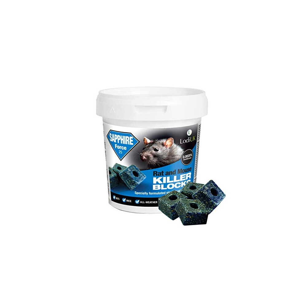 Rat & Mouse Poisoning Blocks Max Strength Bait Blocks Single Feed Rodent Killer Block Fast Acting All Weather Sapphire BLOKS - Pack of 1.