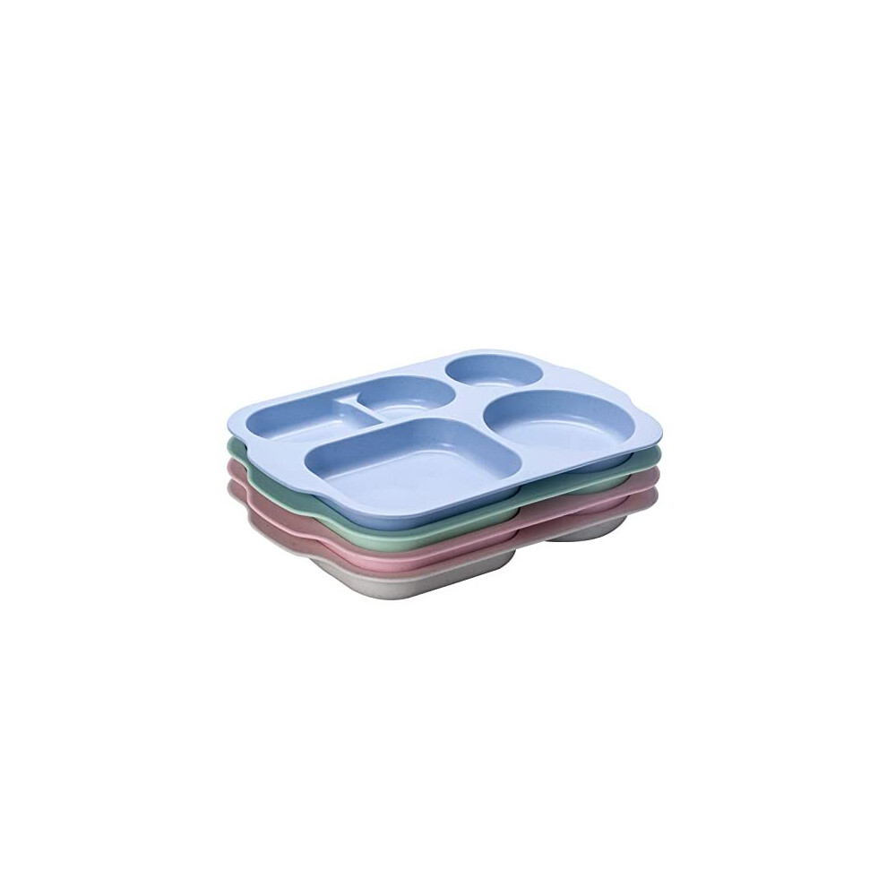 Dinner Plate Set 12inch Unbreakable Divided Plates 5 Compartment Healthy Plate Portion Plates for Adults Kids, BBA Free,Reusable,Lightweight,Microwave