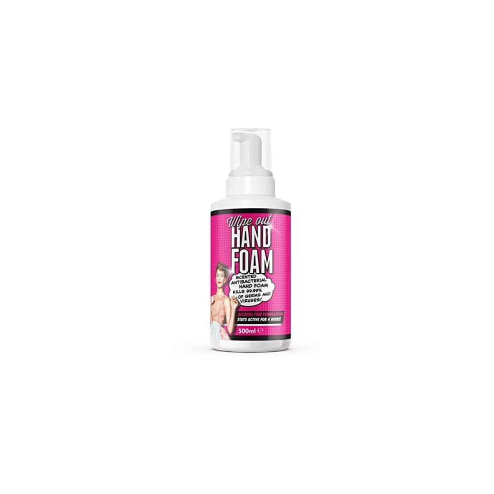 Hand Foam with Pump | Scented Anti-Bacterial Alcohol Free Sanitiser | Kills 99.99% of Bacteria and Viruses, 500ml, Clear, FAM0631