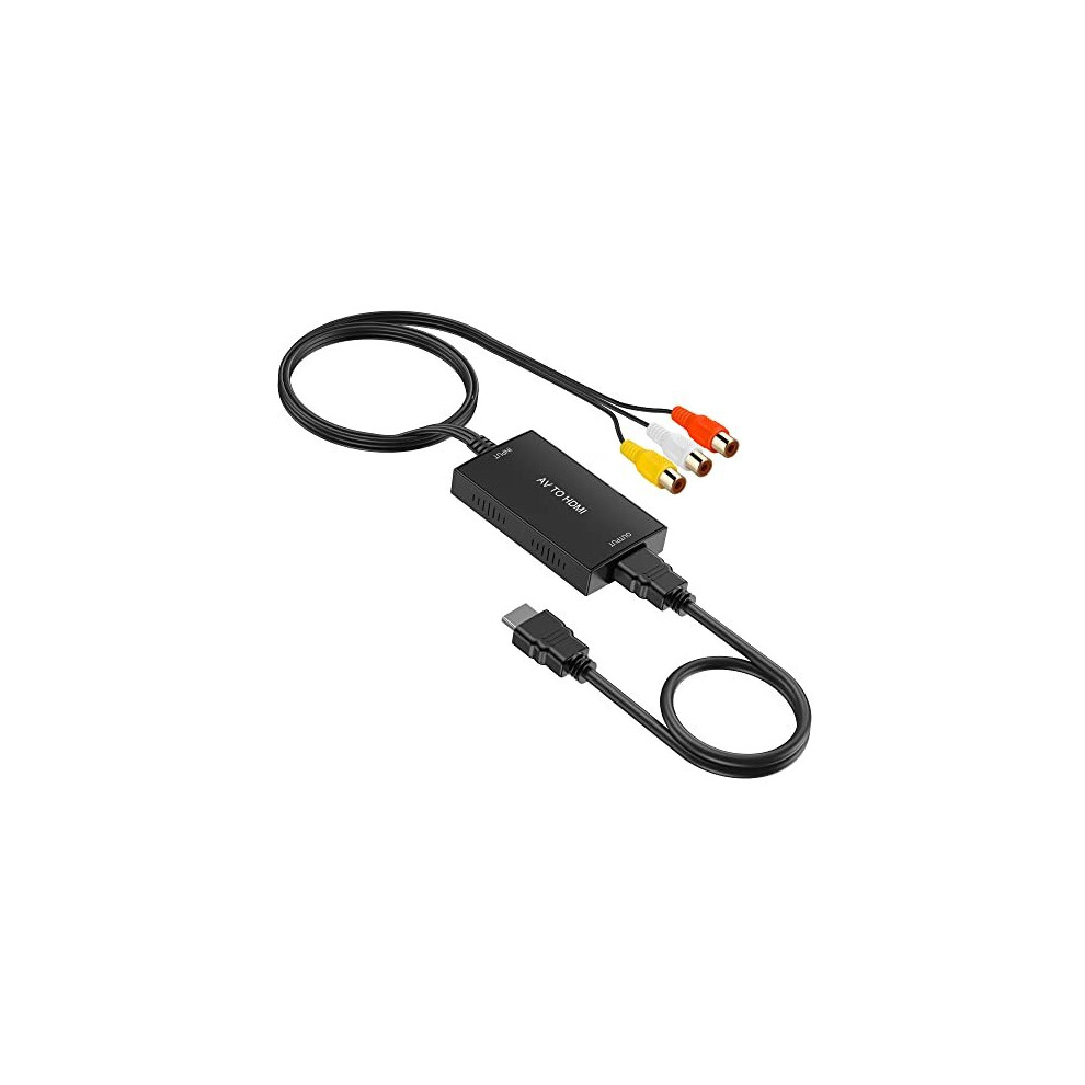 Rca To Hdmi Converter With Hdmi Cable, Av To Hdmi Converter, Rca Input Hdmi Output Video Audio Adapter For Sky/Dvd/Stb To View On Hdtvs 727238971673
