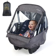 Universal Baby Car Seat Rain Cover,Infant Car Seat Weather Shield with Bag,Handle Opening,Quick-Access Zipper and Side Ventilation,Necessary