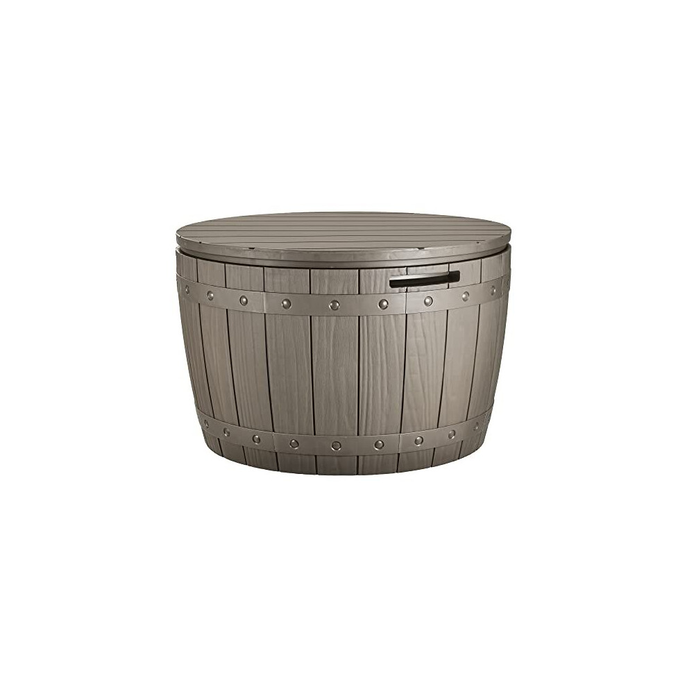 127L Garden Storage Box, Waterproof Large Outdoor Storage Box, Round All-weather Deck Boxes for Patio Furniture, Pool Accessories, Easy Assembly
