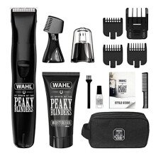 and Peaky Blinders 7-in-1 Multigroomer Gift Set, Rechargeable, Beard and Body Trimmer, Ear and Nose Hair Removal, Moisturiser, Men's Grooming Kit,