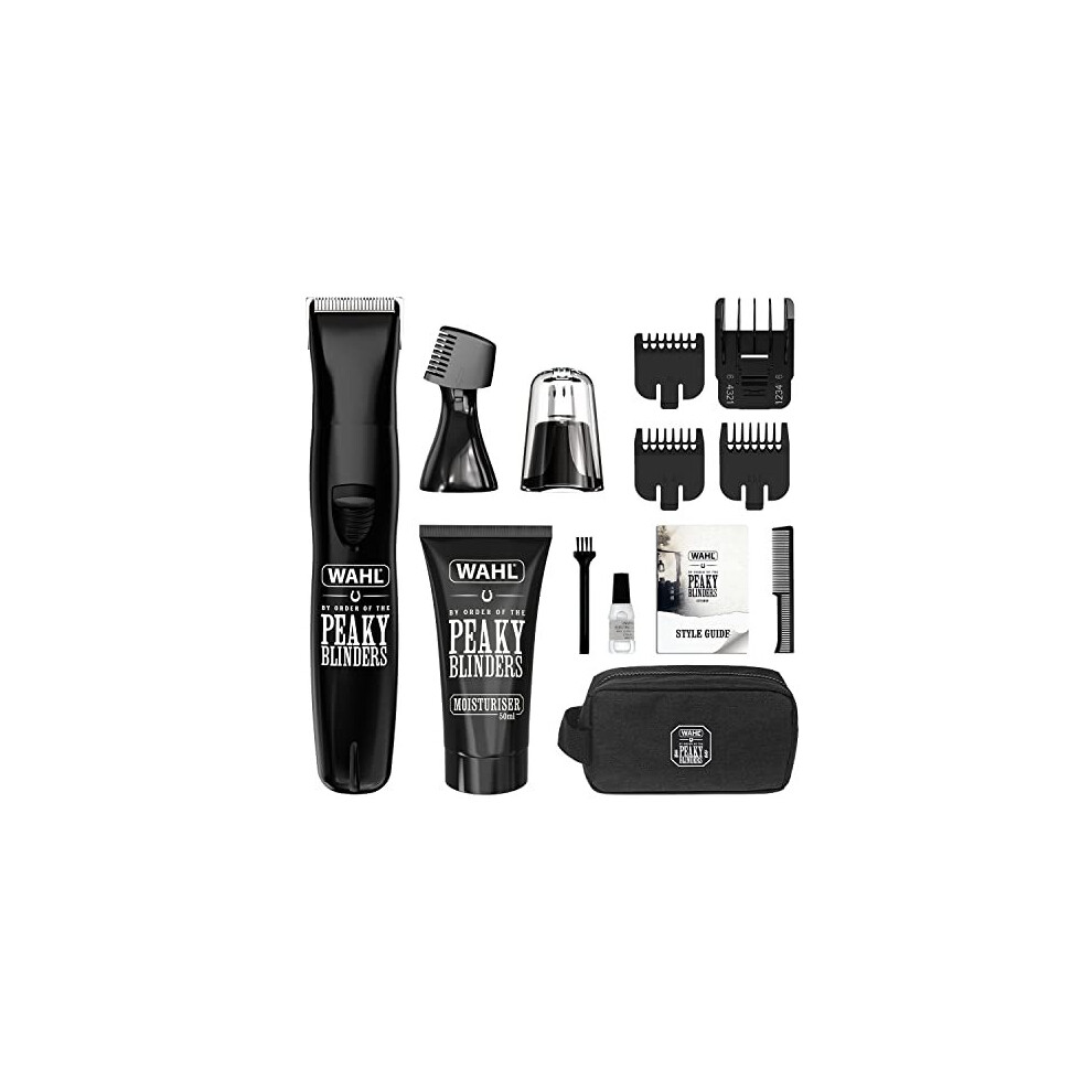 and Peaky Blinders 7-in-1 Multigroomer Gift Set, Rechargeable, Beard and Body Trimmer, Ear and Nose Hair Removal, Moisturiser, Men's Grooming Kit,