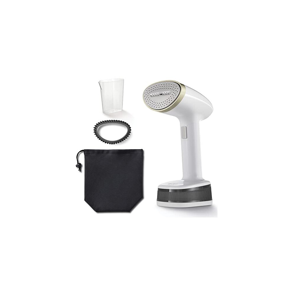 CompactSteam Foldable Garment Steamer | Handheld Travel Clothes Steamer | 1400W | Fast Heat Up | Travel Bag | White & Gold