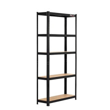 - 5 Tier Heavy-Duty Industrial Storage Shelves - Black - 180x90x30cm