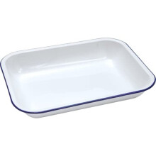 Enamel Bake Pan Blue & White Large 37 X 29.5 6cm Roasting Baking Tray (61037)