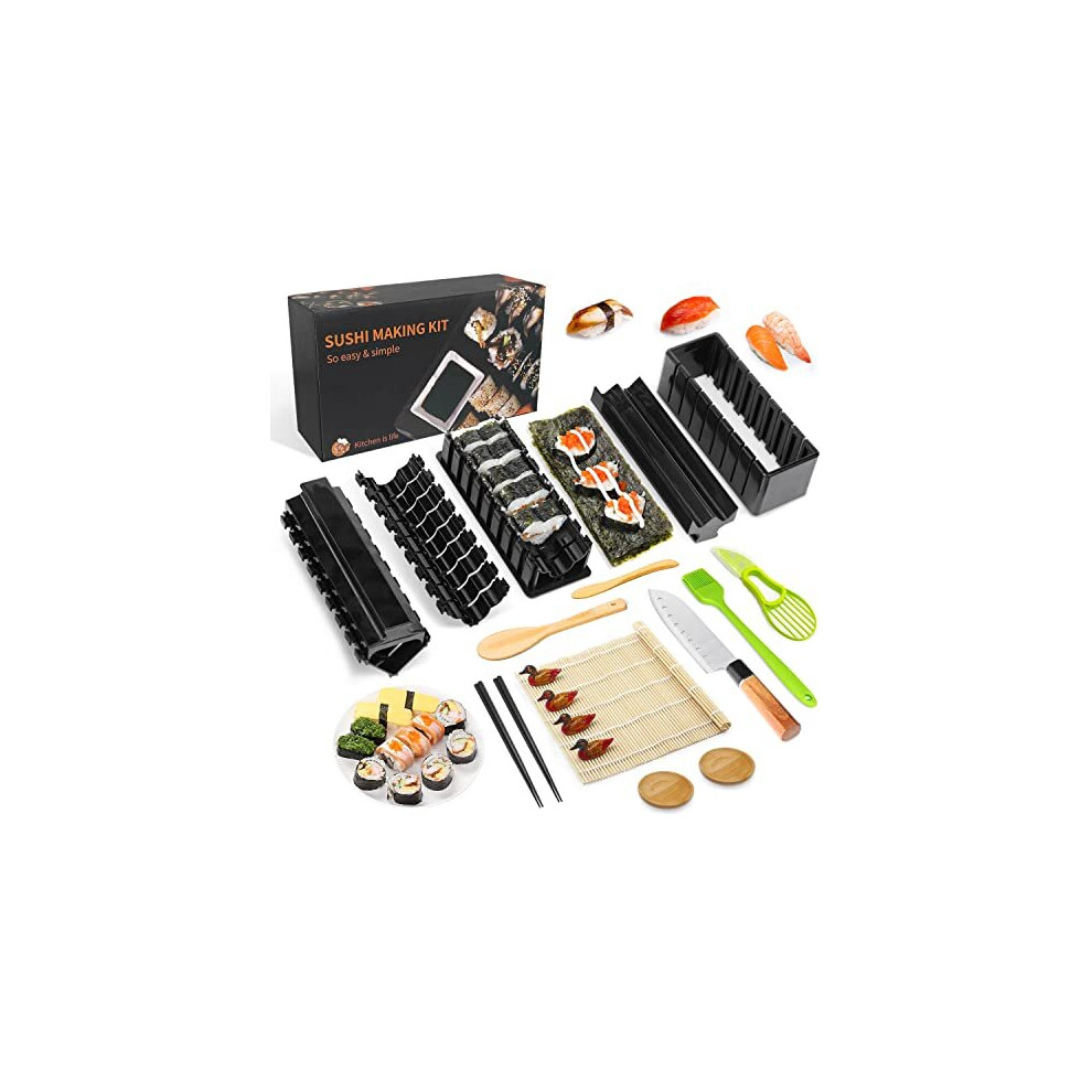 Sushi Making Kit Sushi Maker Set for Beginners 21 Pcs Plastic Premium Set Sushi Tool Set Sushi Rice Roll Mold Shapes, DIY Sushi Prefect Home Sushi