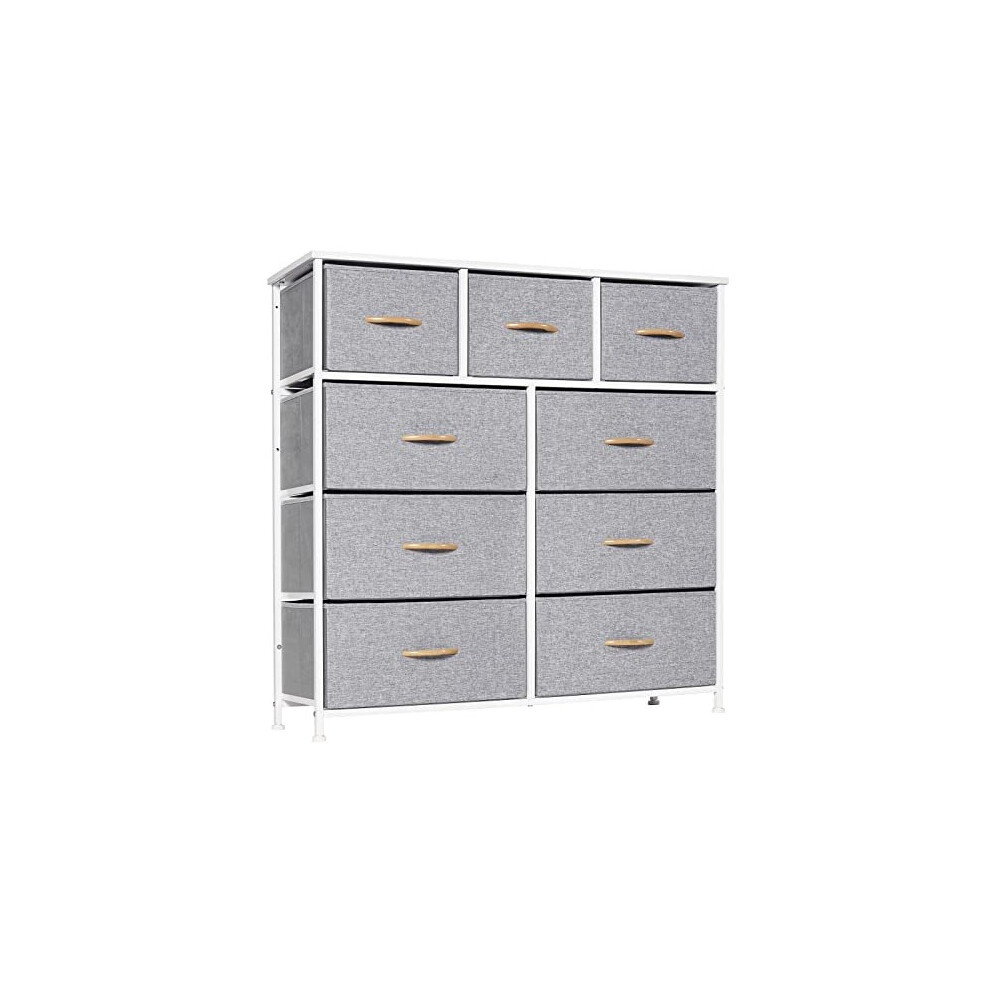 Chest of Drawer Bedroom, 9 Drawers Dresser with Deep and Large Drawers, Fabric Storage Drawers Easy to Assemble, for Bedroom, Kids room, Living room,