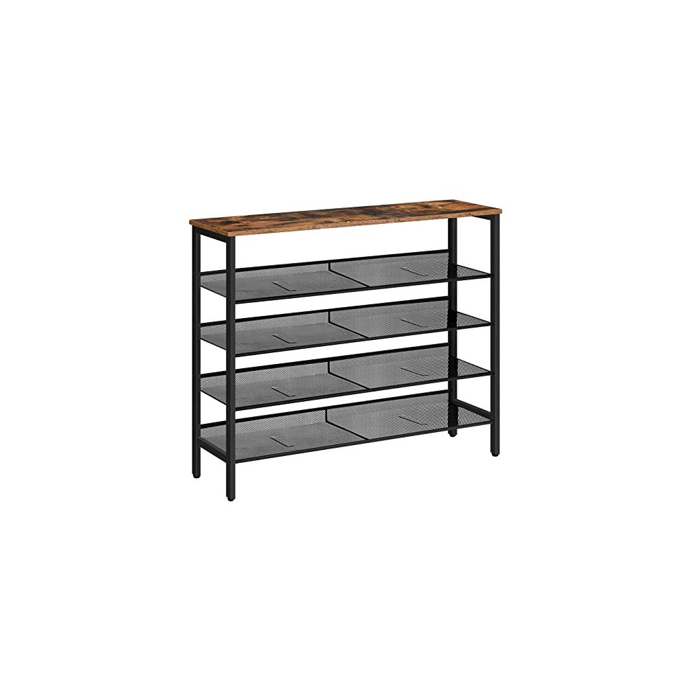 5-Tier Shoe Rack, Shoe Storage Organizer, Shoe Organizer Rack with Flat or Slant Adjustable Shelves, 100 x 30 x 85 cm, Narrow Shoe Stand for Hallway,