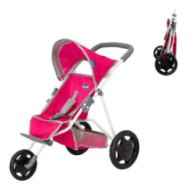 Chicco Junior Active 3 Wheeled Pushchair | Toy Dolls Buggy In Pink And Grey | Baby Doll Pushchair | Childrens Baby Doll Collapsible Stroller Toy |