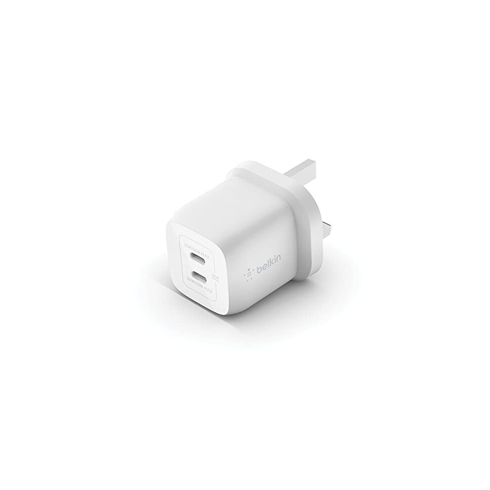 Belkin 45W Dual Usb Type C Wall Charger, Fast Charging Power Delivery 3.0 With Gan Technology For Iphone 14, 13, 12, Pro, Pro Max, Ipad Pro 12.9, 11, Macbook
