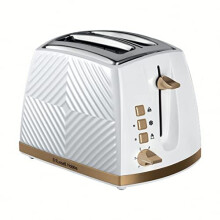 26391 Groove 2 Slice Toaster, Tactile 3D Design Bread Toaster with Frozen, Cancel and Reheat Settings, 850 Watts, White