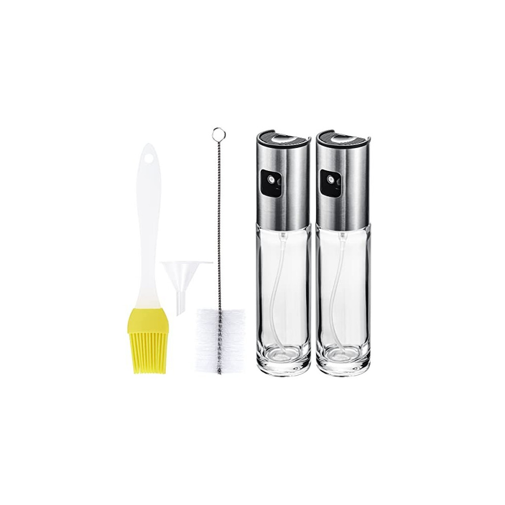 2PCS Olive Oil Spray Bottle, 100ml Glass Cooking Oil Sprayer Dispenser Mister for air Fryer, Kitchen, BBQ, Baking