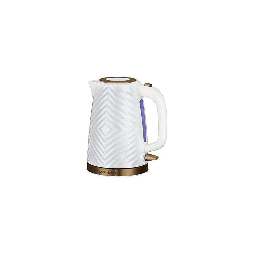 26381 Groove Electric Kettle, Textured Fast Boil Energy Efficient Cordless Kettle with Perfect Pour, 1.7 Litre, 3000 Watts, White