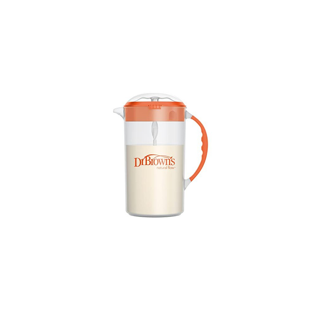 Baby Formula Mixing Pitcher with Adjustable Stopper, Locking Lid, & No Drip Spout, 32oz, BPA Free, Orange