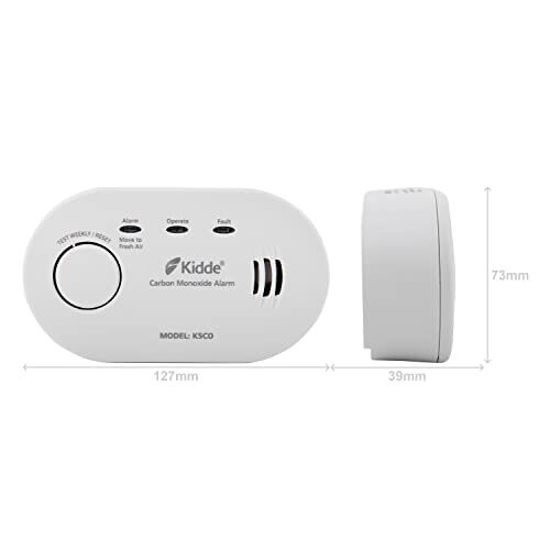 KIDDE 5CO Carbon Monoxide Alarm, Ten Year Alarm Sensor Life, AA Battery Powered (Replaceable) 1