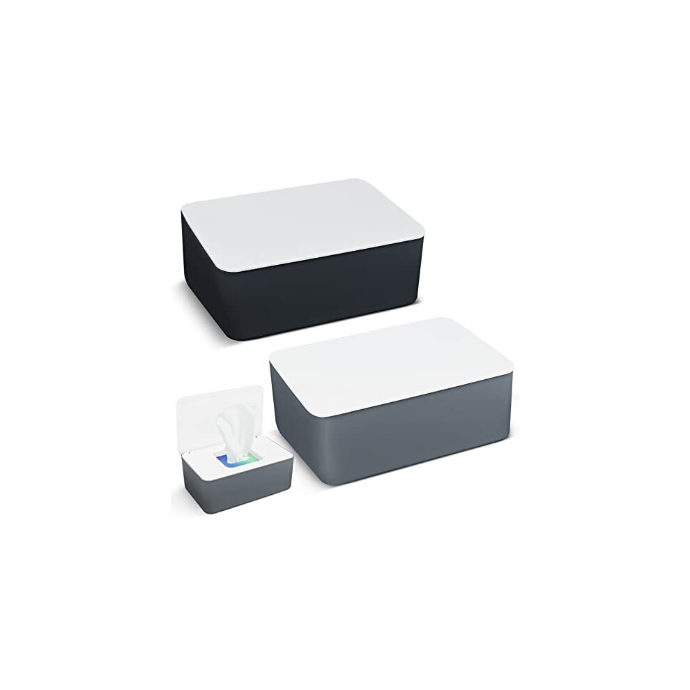 2 Pcs Wet Wipes Dispenser Box, Wet Wipes Storage Box With Lid Tissue Box Holder Rectangular, Baby Nappy Wipes Case For Toilet, Bathroom Yicaam