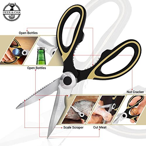 Premium Kitchen Scissors Heavy Duty - Meat Scissors - Pizza Scissors - Heavy Duty Scissors for Kitchen Use - Kitchen Scissors Dishwasher Safe - 1