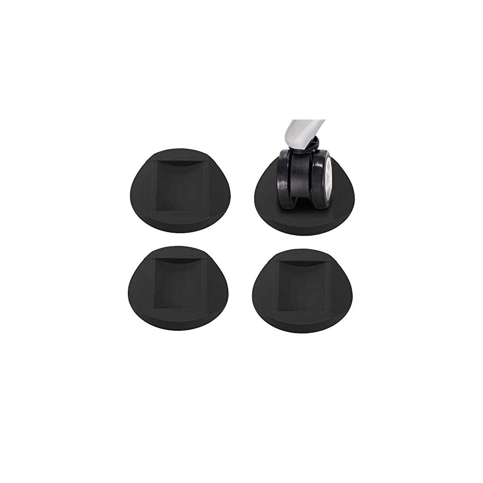 Bed Wheel Stoppers,4 PCS Anti-Sliding Castor Wheels Feet Stoppers Pads ,Rubber Castor Cups for Wooden Floors,Divan Wheel Stoppers (Black)