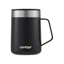 Streeterville Desk Mug, insulated coffee mug with stainless steel handle, coffee to go mug with lid, keeps coffee and tea warm for up to 5 hours,