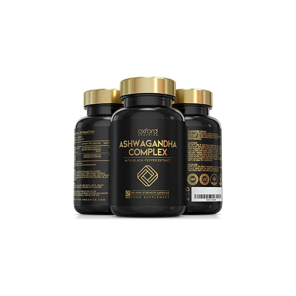 Ashwagandha Capsules 1200mg | Unique One per Day Formulation | High Strength Ashwagandha Powder Root Extract Boosted with Black Pepper | 4 Month