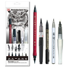 ZIG Inktober Special Set, ILLUSTRATION BASIC SET 3 for Manga Drawing, Lettering and Calligraphy, Professional Artist Quality, Made in Japan