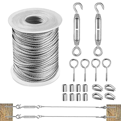 15m Garden Wire For Climbing Plants, Garden Wire 2mm Stainless Steel Wire  Rope Kit, Turnbuckle Wire Tensioner Kit, Fence Wire Roll Kit, Cable Railing  on OnBuy