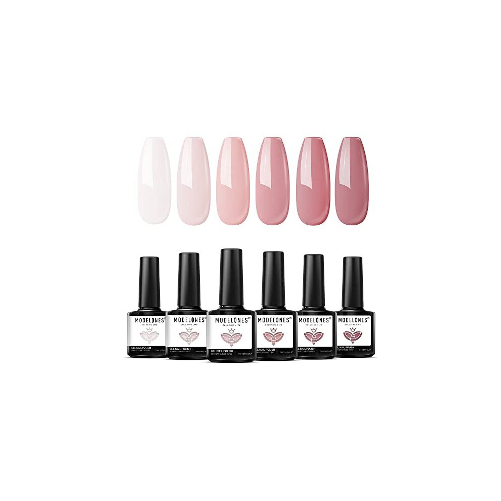 Gel Nail Polishes 6 Colors Nude Pink Gel Polish French Manicure Shellac Nail Polish Set Spring UV Gel Polishes Pastel Milky Pink Nail Gel Polsih