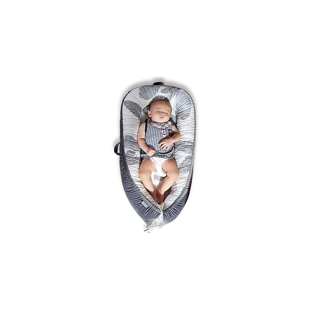 Baby Lounger Baby Nest For Co Sleeping Baby Bassinet Soft Breathable Perfect For Newborn Gift 100% Cotton Napping Or Traveling For 0-18 Months (Leaf) Eaq