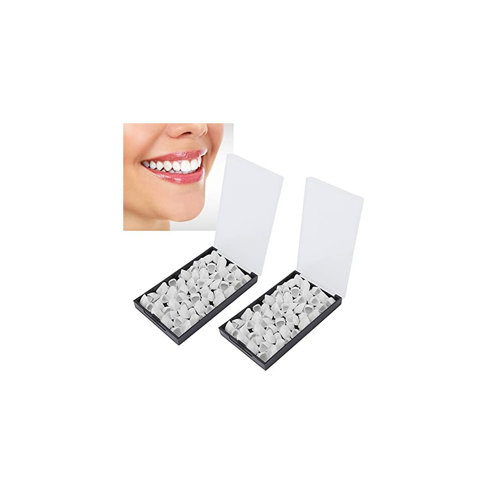 2 Boxs/120pcs Porcelain Dental Temporary Crown Front Teeth Fake Teeth Veneers Tooth Replacement Kit for Protect Porcelain Teeth