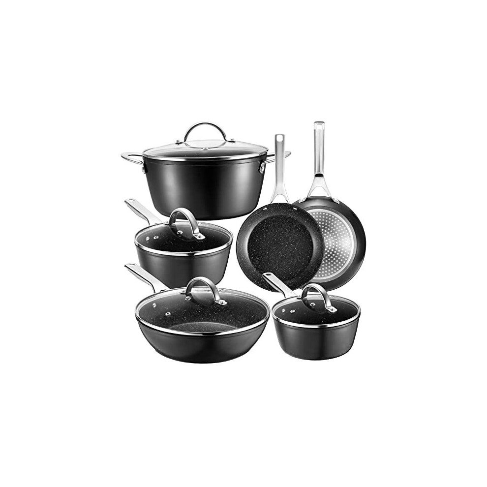 Pots and Pans Sets, Non Stick Cookware Set 10-Piece for All Cooktops, Induction Hob Frying Pan Sets, Non Stick Saucepan Sets