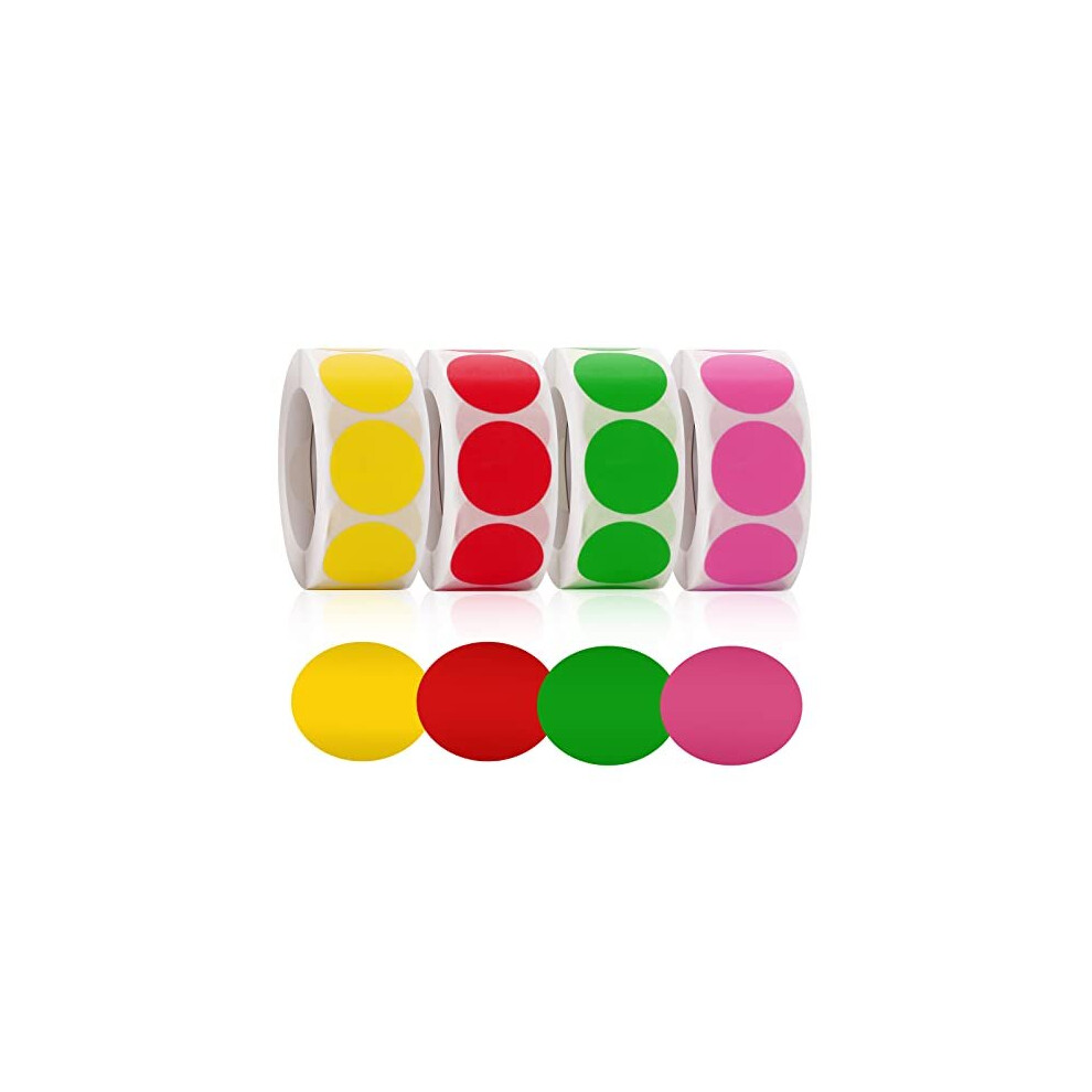 2000 Pieces Round Coloured Dot Stickers 25mm Sticky Dots Stickers Removable Color-Code Stickers Circle Label Sticker for Labelling and