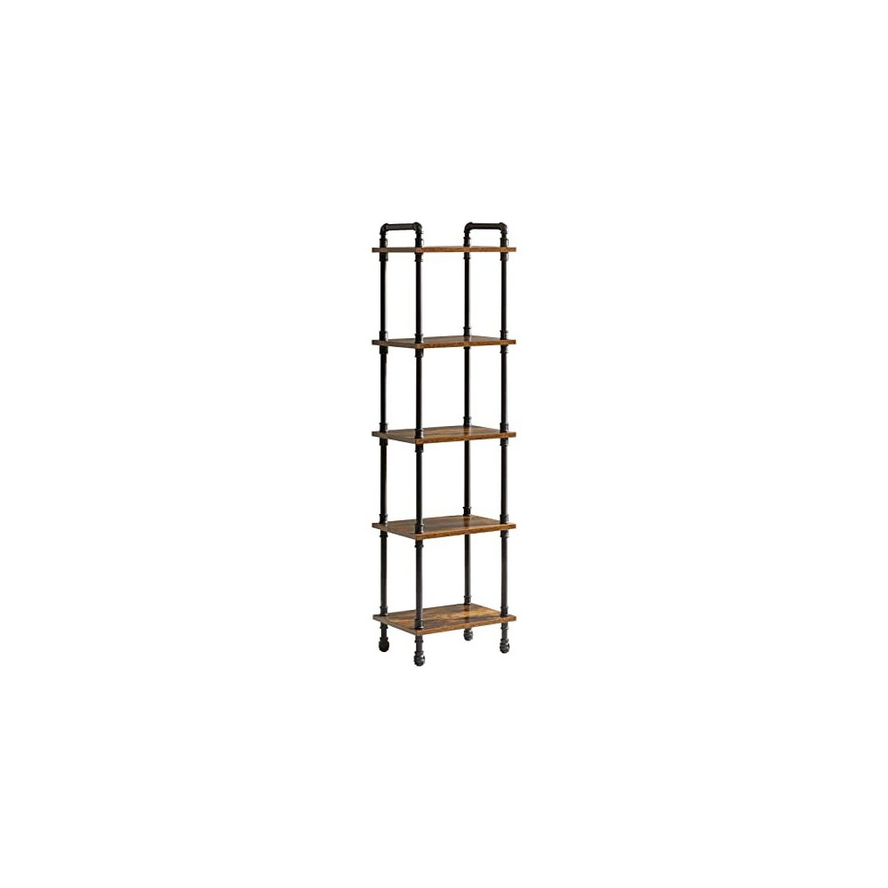 Ladder Shelf,5-Tier Storage Shelves,Small Bookshelf,Shelving Unit with Metal Frame,Vintage Industrial Plant Display Stand,Bookcase for Living Room,