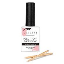 Peelable Base Coat 15ML with 2 Wooden Stick, Peel Off Gel Base Coat UV Lamp Required, Gel Nail Polish Gel Base Coat Manicure Salon