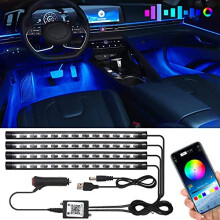 Car Underglow Lights Led Strip Lights for Cars USB with App Control RGB Multicolor Car Interior Lighting 12V Atmosphere Neon Lights Strip LED