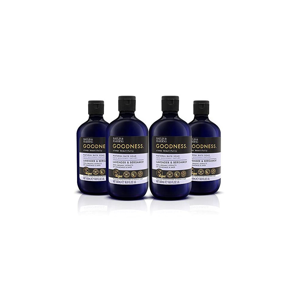 Goodness Sleep Lavender & Bergamot Sleep Bath Soak, 500ml (Pack of 4) - Vegan Friendly