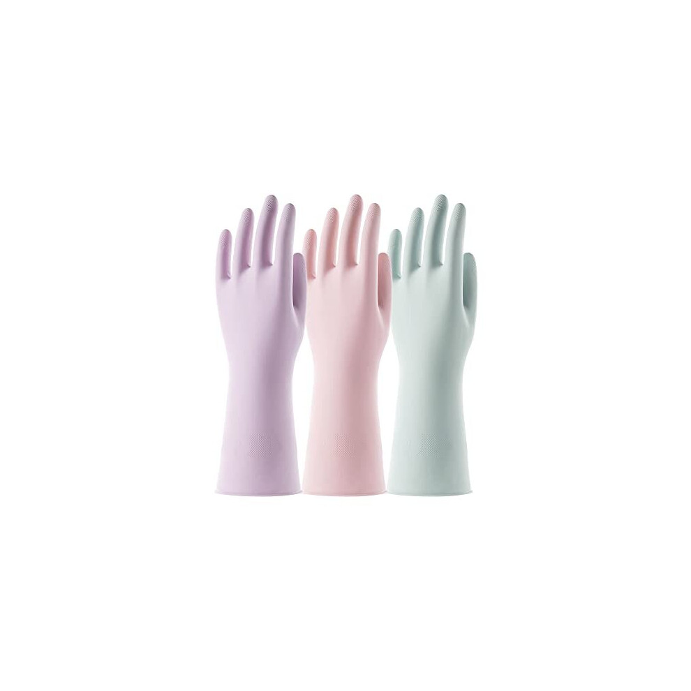 Rubber Cleaning Gloves, 3 Pairs Reusable Scented Household Gloves with Flocked Liner, Non-Slip Waterproof Latex Gloves for Kitchen, Dishwashing,-image-OPC-PBS7K66-NEW