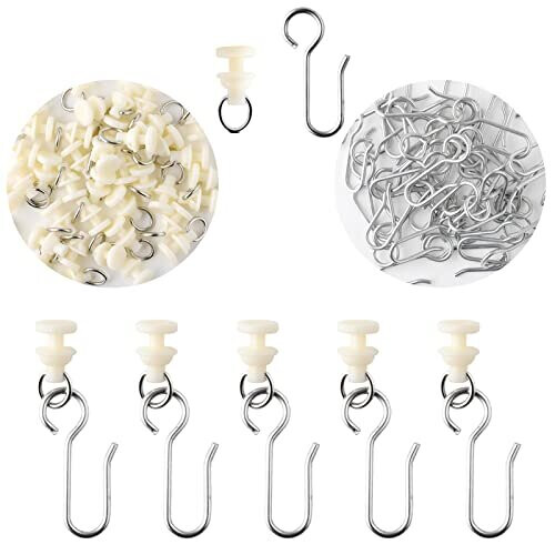 80 Pcs Curtain Hooks and Gliders Set, Stainless Steel Shower Curtain Hooks,  Plastic Curtain Rail Gliders and Pin Hooks, Curtain Track Glider Hooks Set  on OnBuy