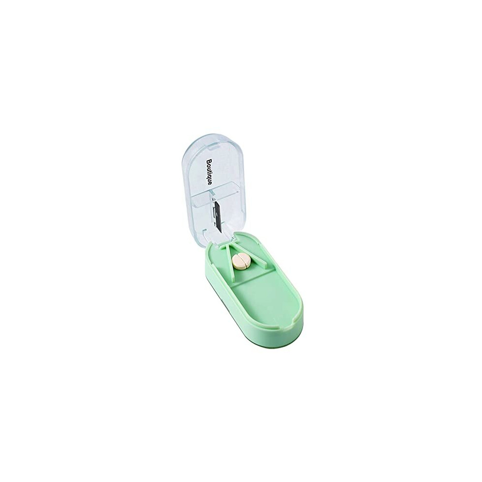 Pill Cutter, Portable Tablet Cutter with Blade and Storage Compartment, Cutting & Storage in One Pill Splitter for Travel, for Small Pills Large Pills